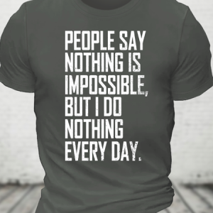 Nothing is impossible Loose Crew Neck Cotton-Blend Casual Short Sleeve T-Shirt, T-shirts, Lilicloth.com