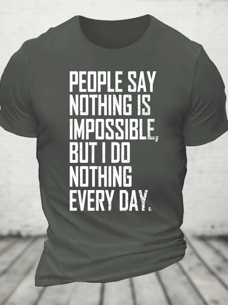 Nothing is impossible Loose Crew Neck Cotton-Blend Casual Short Sleeve T-Shirt, T-shirts, Lilicloth.com
