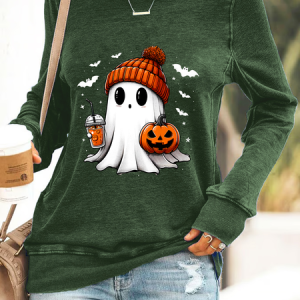 Cute Ghost Halloween Casual Sweatshirt, Hoodies&Sweatshirts, Lilicloth.com
