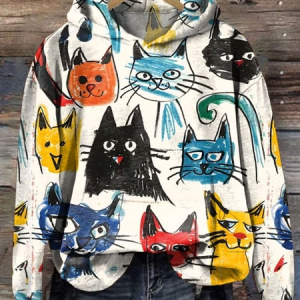Funny Cat Loose Cotton Casual Hoodie Hoodie, Hoodies&Sweatshirts, Lilicloth.com