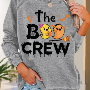 The Boo Crew Family Halloween Casual Sweatshirt, Hoodies&Sweatshirts, Lilicloth.com