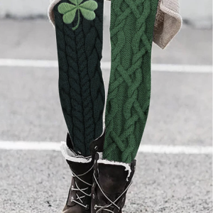 Women's Shamrock Vintage All Season Long Leggings, JustFashionNow Leggings, color:Green|size:4XL,