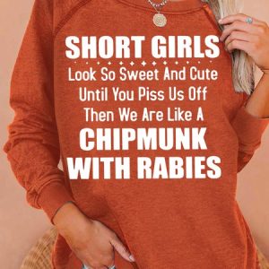 Womens Funny Letters Short Girls Look So Sweet And Cute Crew Neck Sweatshirt, Hoodies&Sweatshirts, Lilicloth.com