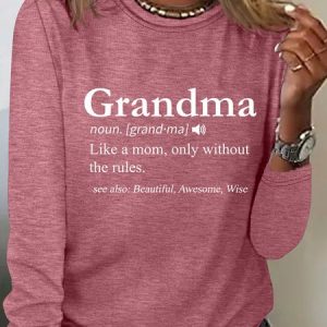 Grandma Definition Casual Long Sleeve Shirt, Long sleeves, Lilicloth.com