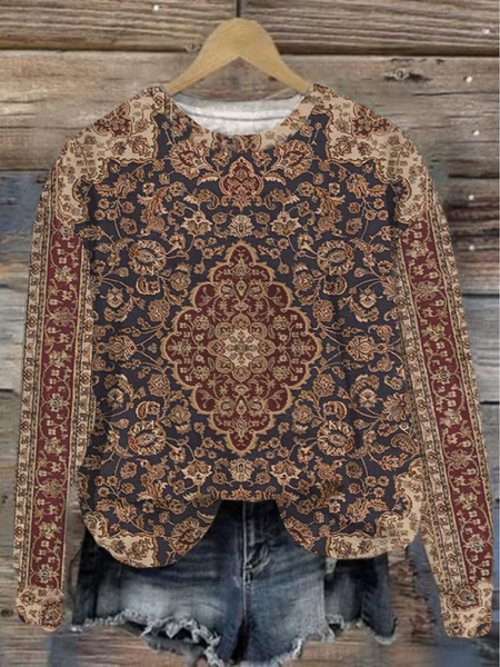 Women's Crew Neck Geometric Printing Casual Spring/Fall Long Sleeve Sweatshirt, JustFashionNow Sweatshirts & Hoodies, color:As Picture|size:XXL,