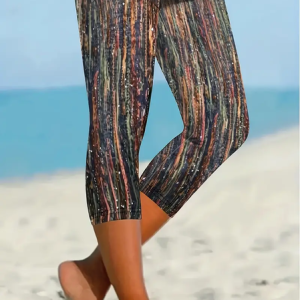 Women's Trousers Elastic Waist Legging Daily Going Out Casual Printing Abstract Stripes Summer Pants, JustFashionNow Leggings, color:As Picture|size:XXL,