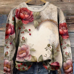 Women's Crew Neck Floral Printing Casual Spring/Fall Long Sleeve Sweatshirt, JustFashionNow Sweatshirts & Hoodies, color:As Picture|size:XXL,
