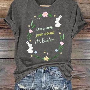 Casual Floral Crew Neck Short Sleeve T-shirt, T-shirts, color:Deep Gray|size:4XL, catalog Noracora shop
