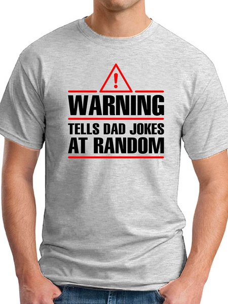 Warning Tells Dad Jokes At Random Men's round neck T-shirt, T-shirts, Lilicloth.com
