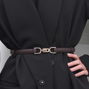 Thin Waist Belt Adjustable Dress Leather Belt with Gold Buckle, women Belts, ChicMe catalog