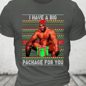 Barry Sitting On A Bed Big Package Ugly Christmas Xmas Cotton T-shirt, T-shirts, Lilicloth.com