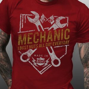 Lilicloth X Tebesaya Mechanic I Bust Nuts All Day Everyday Made In Usa Men's T-Shirt, T-shirts, Lilicloth.com