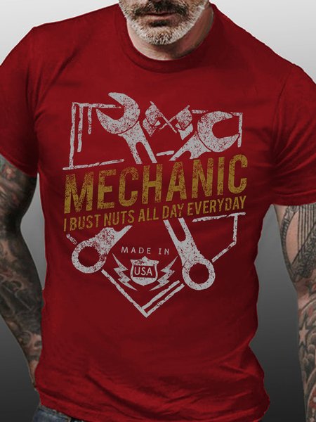 Lilicloth X Tebesaya Mechanic I Bust Nuts All Day Everyday Made In Usa Men's T-Shirt, T-shirts, Lilicloth.com