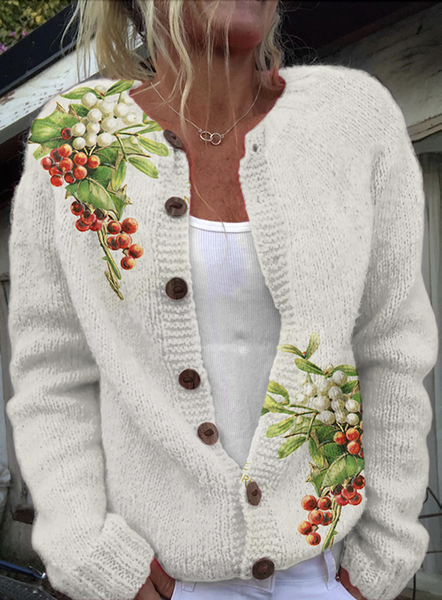 Simple Knitted Crew Neck Loose Sweater, Cardigans, Lilicloth.com