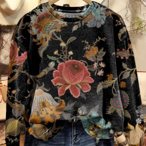 Casual Crew Neck Floral Sweatshirt Printing, T-shirts, color:As Picture|size:XXL, catalog Noracora shop