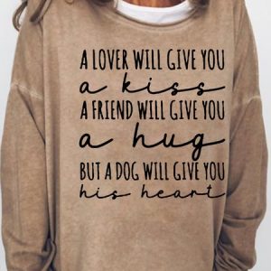 Womens A Lover A Friend A Dog Crew Neck Sweatshirt, Hoodies&Sweatshirts, Lilicloth.com
