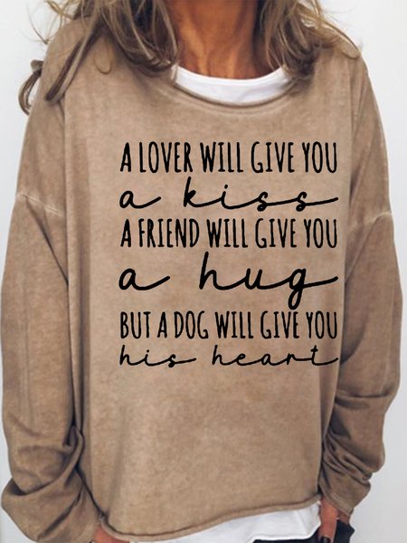 Womens A Lover A Friend A Dog Crew Neck Sweatshirt, Hoodies&Sweatshirts, Lilicloth.com