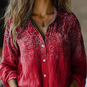 Vintage Ethnic Print Blouse, Blouses, Lilicloth.com