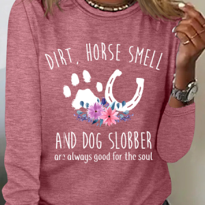 Horse Smell And Dog Slobber Dog Lover Horse Lover Casual Long Sleeve Shirt, Long sleeves, Lilicloth.com