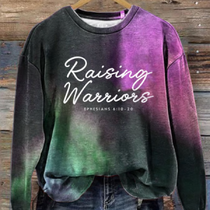 Women's Raising Warriors Bible Verse Print Casual Sweatshirt, Hoodies&Sweatshirts, Lilicloth.com