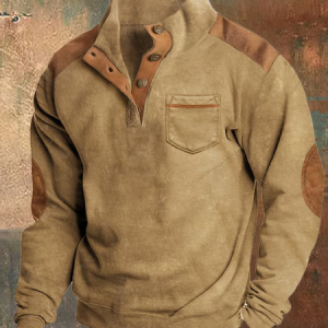 Men's Retro Casual Regular Fit Half Collar Sweatshirt, Hoodies&Sweatshirts, Lilicloth.com