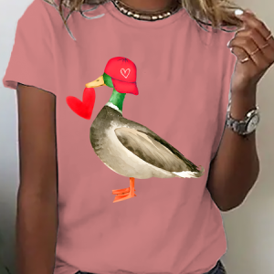 Valentine Mallard Duck Cotton T-Shirt, T-shirts, Lilicloth.com