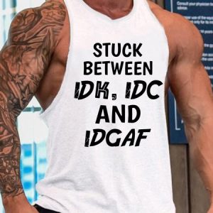 Men's Crew Neck Funny Print Casual Knit, Tank Tops, Lilicloth.com