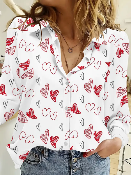 Women's Valentine's Day Love Casual Long Sleeve Shirt, Blouses, Lilicloth.com - Image 4