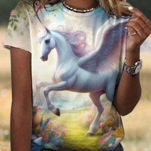 Casual Easter Animal Crew Neck Short Sleeve T-shirt, T-shirts, color:Light Blue|size:4XL, catalog Noracora shop