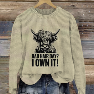 A day with messy hair, I have a round neck sweater, Sweaters, Lilicloth.com