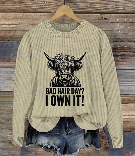A day with messy hair, I have a round neck sweater, Sweaters, Lilicloth.com