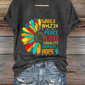 Women's Peace Love Equalty Sunflower Print T-Shirt, T-shirts, Lilicloth.com