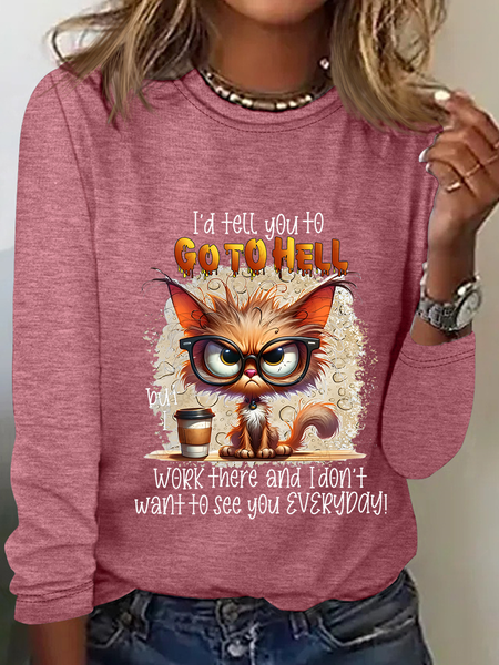 I'd Tell You To Go To Hell But I Work There Casual Long Sleeve Shirt, Long sleeves, Lilicloth.com