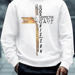 Men's God Religion Of The Cross Funny Graphic Printing Casual Cotton-Blend Crew Neck Sweatshirt, Hoodies&Sweatshirts, Lilicloth.com