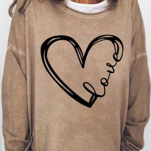 Women's Vintage Valentine Heart Casual Sweatshirt, Hoodies&Sweatshirts, Lilicloth.com