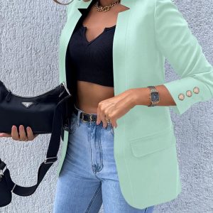 Shawl Collar Long Sleeve Button Design Blazer Casual  Open Front Work Office Jackets Blazer, women blazer, ChicMe catalog