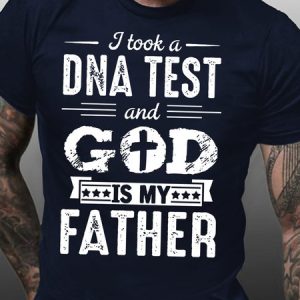Men's I Took a DNA Test and God Is My Father Jesus Christian God Faith Letters Crew Neck Casual T-Shirt, T-shirts, Lilicloth.com