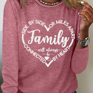 Family Will Always Be Connected By Heart Casual Long Sleeve Shirt, Long sleeves, Lilicloth.com