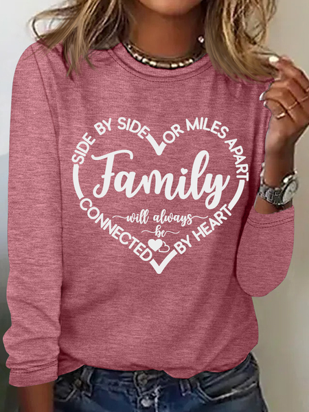 Family Will Always Be Connected By Heart Casual Long Sleeve Shirt, Long sleeves, Lilicloth.com