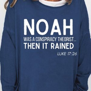 Women Funny Noah Conspiracy Theorist Crew Neck Loose Sweatshirt, Hoodies&Sweatshirts, Lilicloth.com