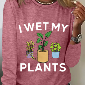 I Wet My Plants Funny Casual Long Sleeve Shirt, Long sleeves, Lilicloth.com