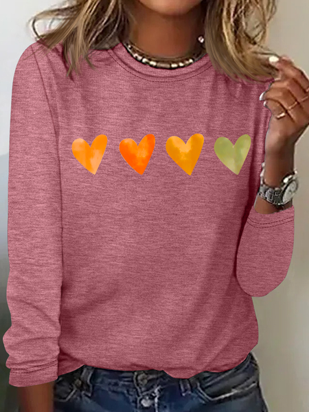 Cute Watercolor Heart, Valentine's Day Casual Long Sleeve Shirt, Long sleeves, Lilicloth.com
