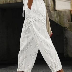 Casual Floral Ankle Pants Printing Pant, Pants, color:White|size:3XL, catalog Noracora shop