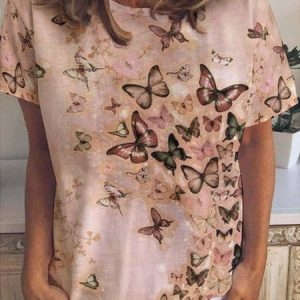 Butterfly Women's Short Sleeve T-shirt, T-shirts, Lilicloth.com