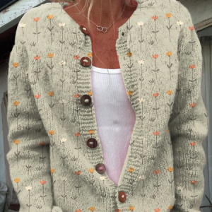 Cute Fresh Little Flowers Print Buttoned Cardigan Sweater, Cardigans, Lilicloth.com