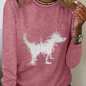 Fun Furry Puppy Art Casual Long Sleeve Shirt, Long sleeves, Lilicloth.com