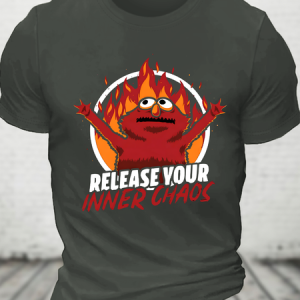 Chaos Puppet Fire Cotton T-Shirt, Tops, Lilicloth.com