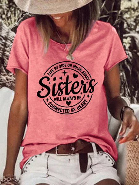 Sister Will Always Be Connected By Heart Women's T-Shirt, T-shirts, Lilicloth.com