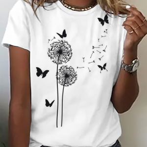 Casual Round Neck T-Shirt, T-shirts, Lilicloth.com