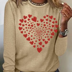 Gift For Valentine's Day Cute Heart Womens Long Sleeve T-Shirt, Long sleeves, Lilicloth.com